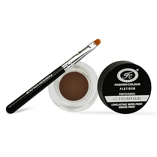 Fashion Colour Gel Kajal and Eyeliner Waterproof Brown With Brush  - 6 gms
