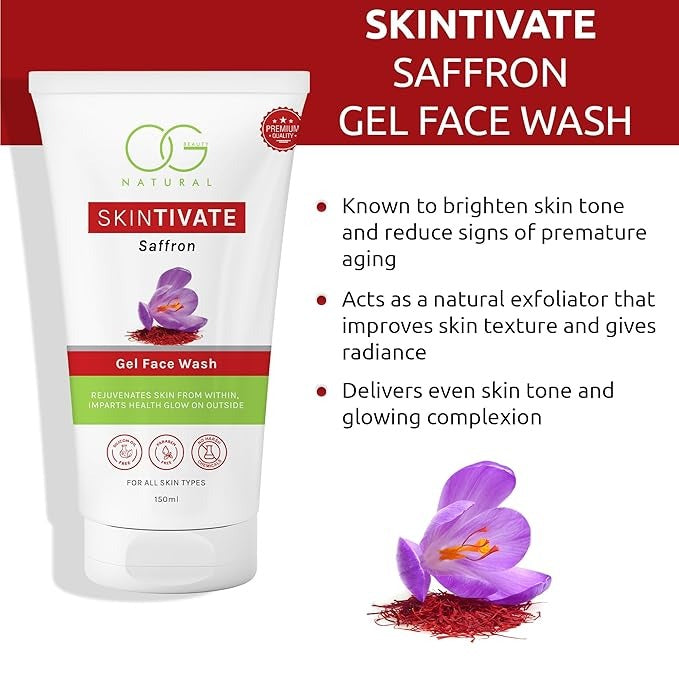 OG BEAUTY Natural Skintivate Saffron Gel Face Wash - 150 ml