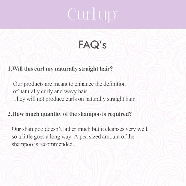 Curl Up Moisturising Curly Hair Shampoo - For Dry Frizzy, Wavy & Curly Hair - Sulphate Paraben And Silicone Free - 200 ml