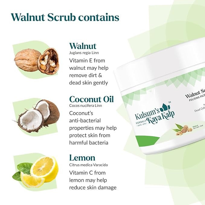 Kulsum's Kaya Kalp Herbals Walnut Scrub - 200 gms