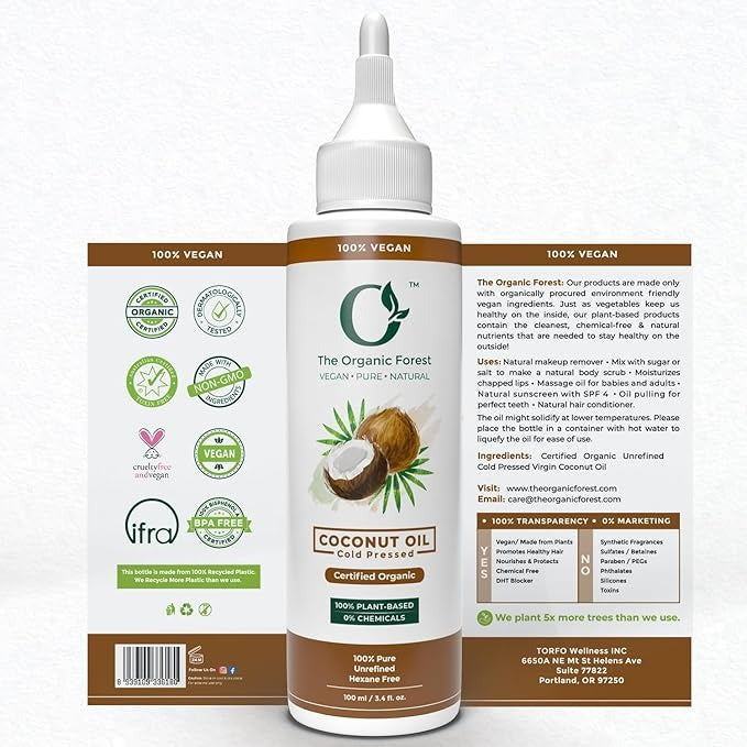 The Organic Forest Organic Cold Pressed Coconut Oil - 100 ml