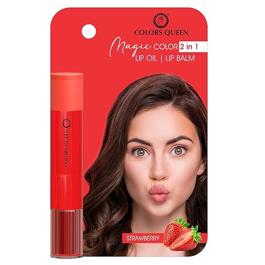 Colors Queen Magic Color 2 in1 Lip Balm & Lip Oil Strawberry - 4.5 gms