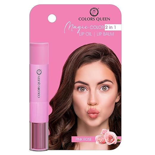 Colors Queen Magic Color 2 in1 Lip Balm & Lip Oil Pink Rose - 4.5 gms