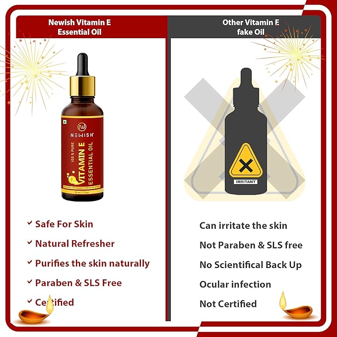 Newish Organic Vitamin E Oil For Face - 30 ml