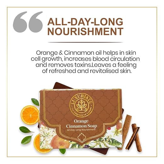 Luxuriate Orange Cinnamon Soap Luxury Premium Soap - 125 gms