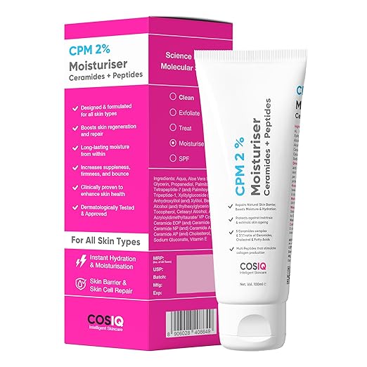 Cos-IQ CPM 2% Ceramides Moisturizer with Peptides for Intense Moisturizing - 100 ml