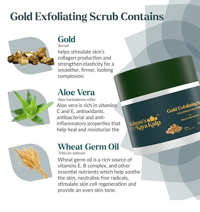 Kulsum’s Kaya Kalp Herbals Gold Exfoliating Scrub - 40 gms