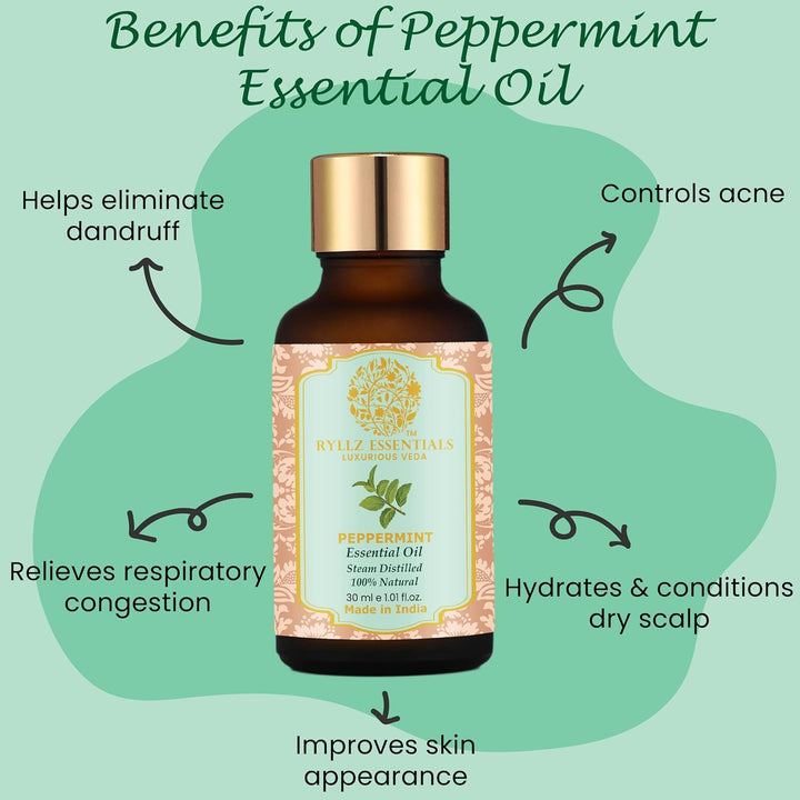 Ryllz Essentials Peppermint Essential Oil With Glass Dropper - 30 ml