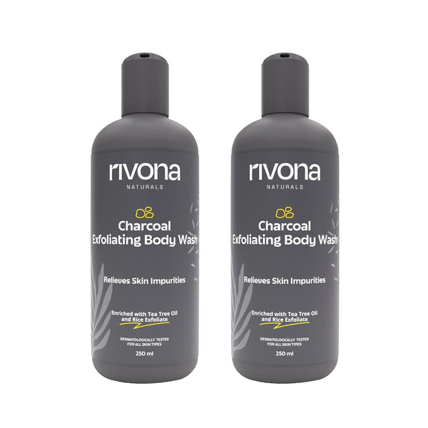 Rivona Naturals Charcoal Exfoliating Body Wash - 250 ml (Pack of 2)