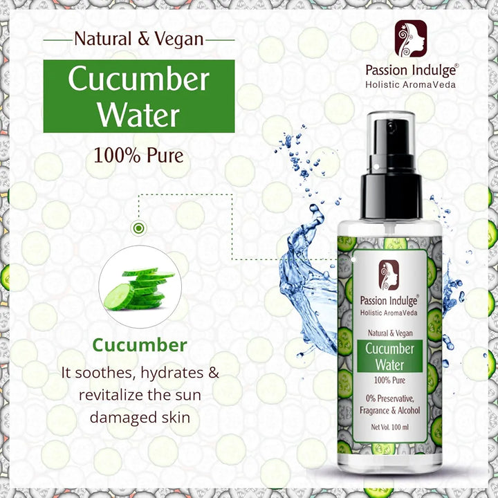 Passion Indulge Cucumber Water Skin Toner | Makeup Remover 100ml | Acne Removal & Reduce Skin Inflammation | Suitable For All Skin Type | BUY 1 GET 1 FREE