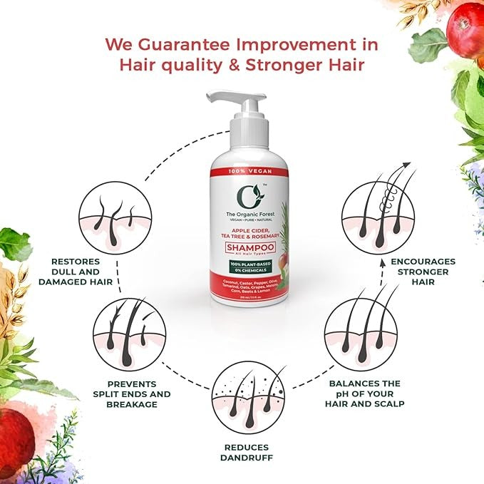 The Organic Forest Apple Cider Vinegar Tea Tree & Rosemary Shampoo - 210 ml