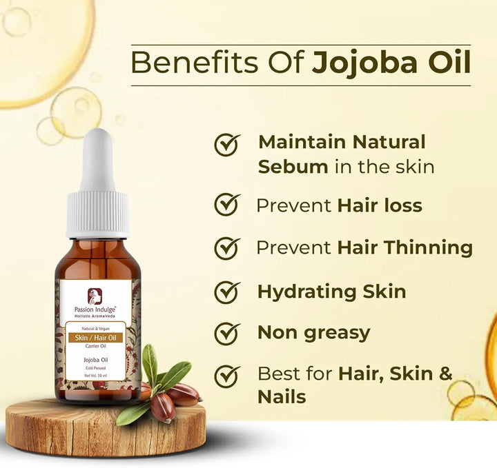 Passion Indulge Jojoba Carrier Oil for Skin, Hair and Face - 10ml | Natural | Natural Oil