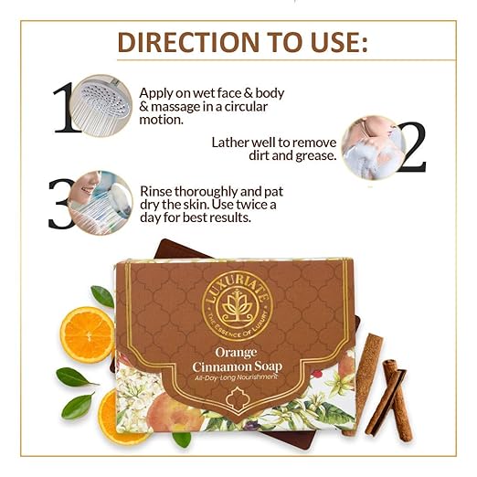 Luxuriate Orange Cinnamon Soap Luxury Premium Soap - 125 gms