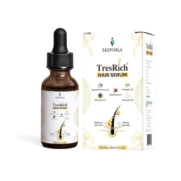 Skinska Naturals TresRich Hair Serum, Reduce Hairfall, Hair Thinning, Boosts Growth - 30 Ml