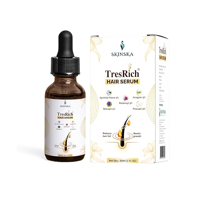 Skinska Naturals TresRich Hair Serum, Reduce Hairfall, Hair Thinning, Boosts Growth - 30 Ml