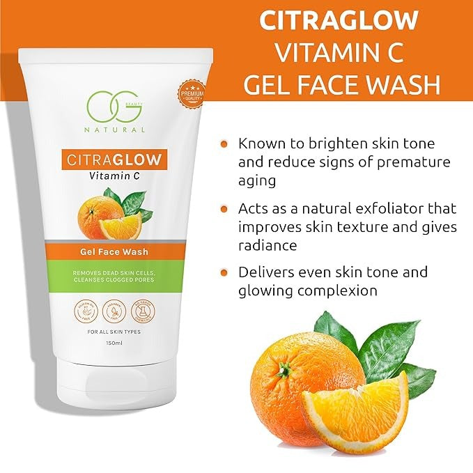 OG BEAUTY Natural Citraglow Vitamin C Gel Face Wash - 150 ml