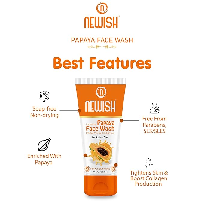 Newish Papaya Face Wash for Glowing Skin - 100 ml