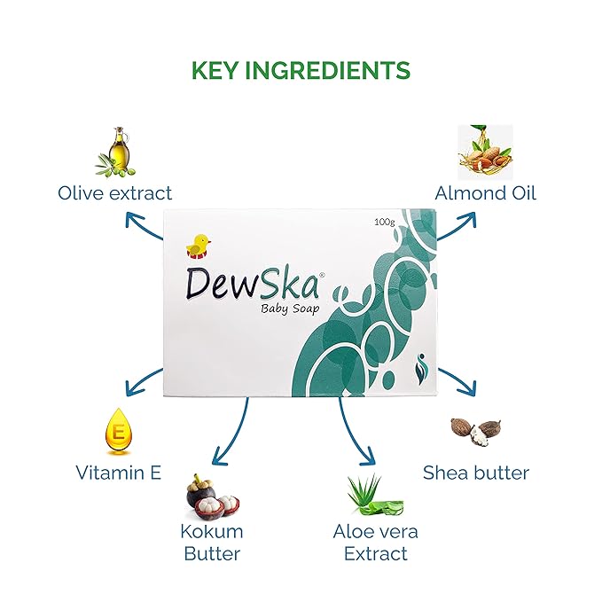 Skinska Naturals DewSka Baby Bath Soap - 100 Gms | Pack of 3