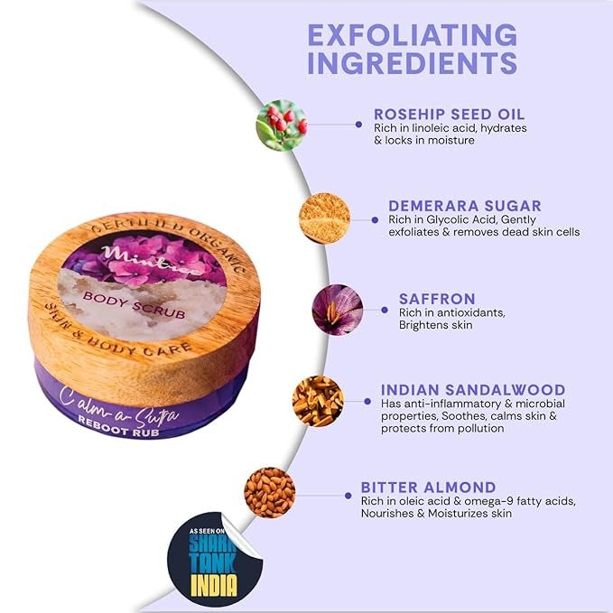 Mintree Organic Calming Sugar Body Scrub with Ceramides & Collagen - 150 gms