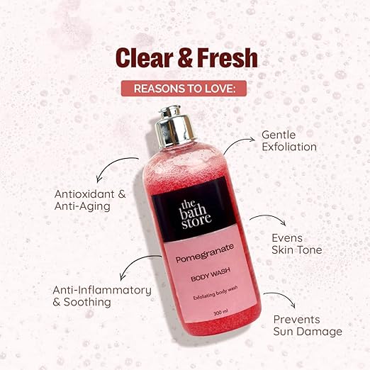 The Bath Store Pomegranate Body Wash Shower Gel Tan Removal Body Wash - 300 ml
