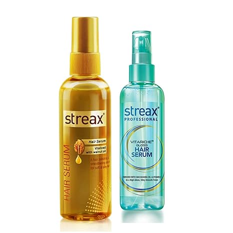 Streax Vitalized Walnut Hair Serum & Vitarich Gloss Hair Serum