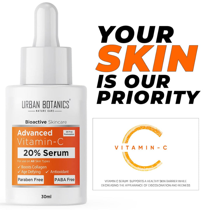 Urban Botanics Men & Women Advanced Vitamin C Face 20% Serum - 30 ml