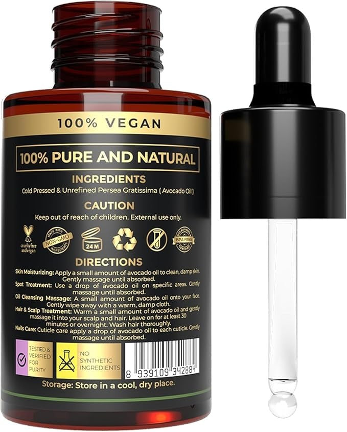 The Organic Forest Avocado Oil - Premium Pure & Cold-Pressed Avocado Oil - 30 ml