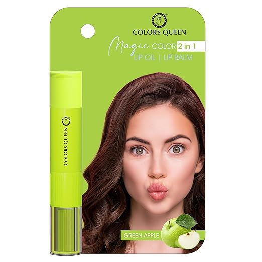 Colors Queen Magic Color 2 in1 Lip Balm & Lip Oil Green Apple - 4.5 gms
