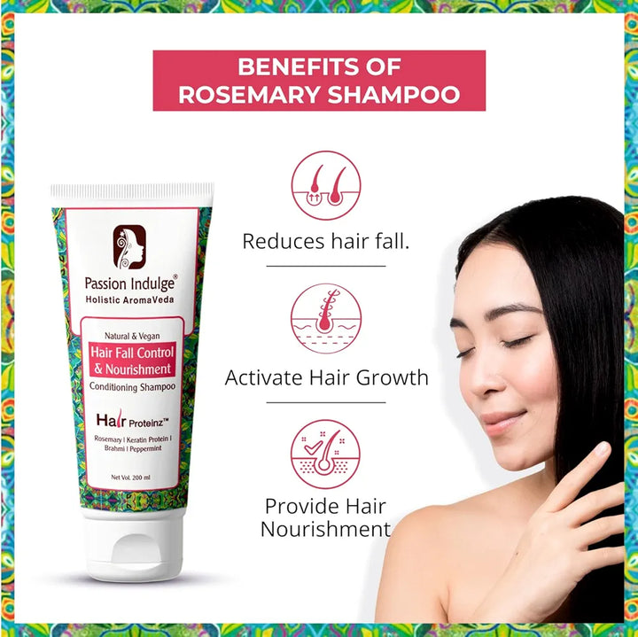 Passion Indulge Rosemary Shampoo For Hair Growth-200 ml | Shampoo for Hair Fall Control | Conditioning Shampoo | Fights Hair Fall with Keratin Protein