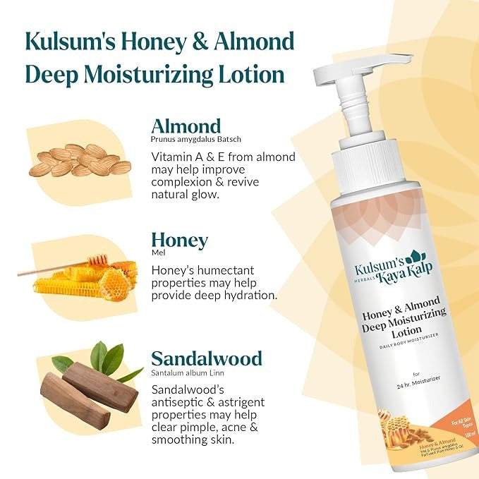 Kulsum's Kaya Kalp Herbals Honey & Almond Deep Moisturizing Lotion - 100 ml