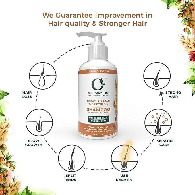 The Organic Forest Sulfate Free Keratin Castor Oil & Moroccan Argan Oil Shampoo - 210 ml