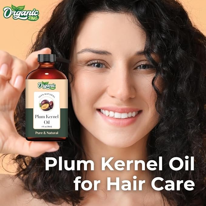 Organic Zing Plum Kernel (Prunus Domestica) Oil | Carrier Oil Haircare, Skincare & Massage - 118 Ml