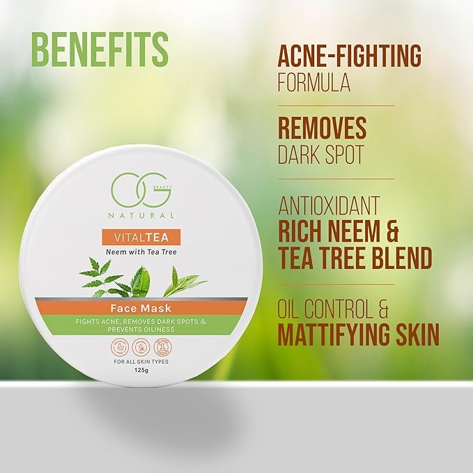 OG BEAUTY Natural VitalTea Neem & Tea Tree Face Mask - 125 gms