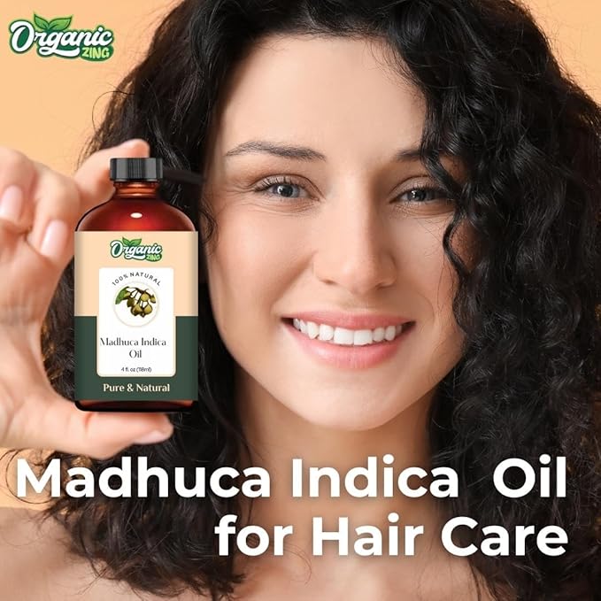 Organic Zing Madhuca Indica (Madhuca Longifolia) Oil | Carrier Oil for Massage, Skincare & Haircare - 118 Ml