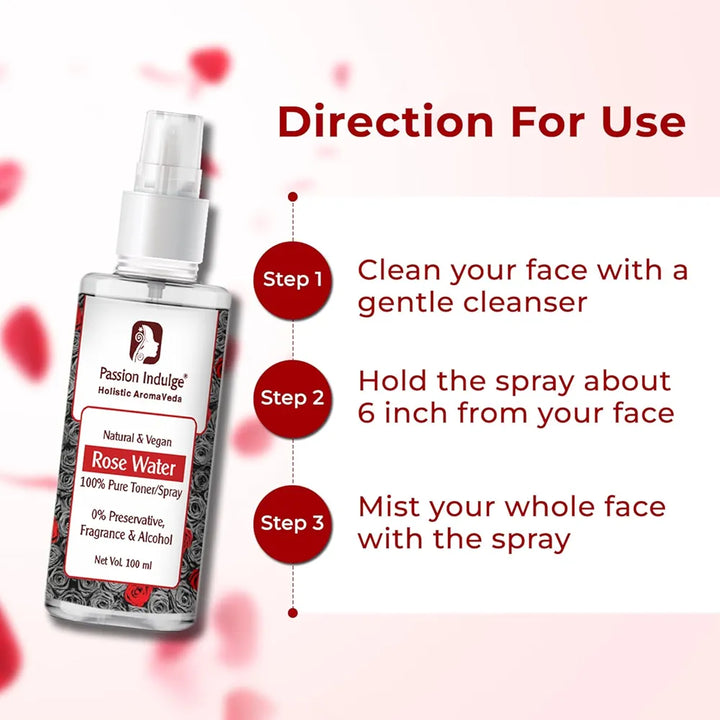 Passion Indulge Rose Water Spray for face Toner| Gulab jal - 100ml Each 