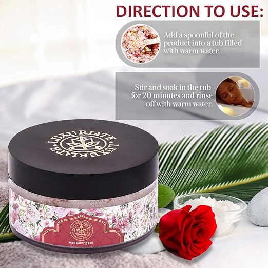 Luxuriate Natural and Mineral Rich Rose Flavored Bath and Foot Spa Bathing Salt - 150 gms