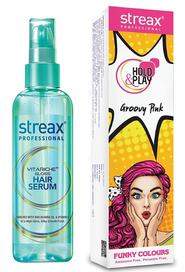 Streax Professional Funky colours Groovy pink +Vitariche Serum Combo