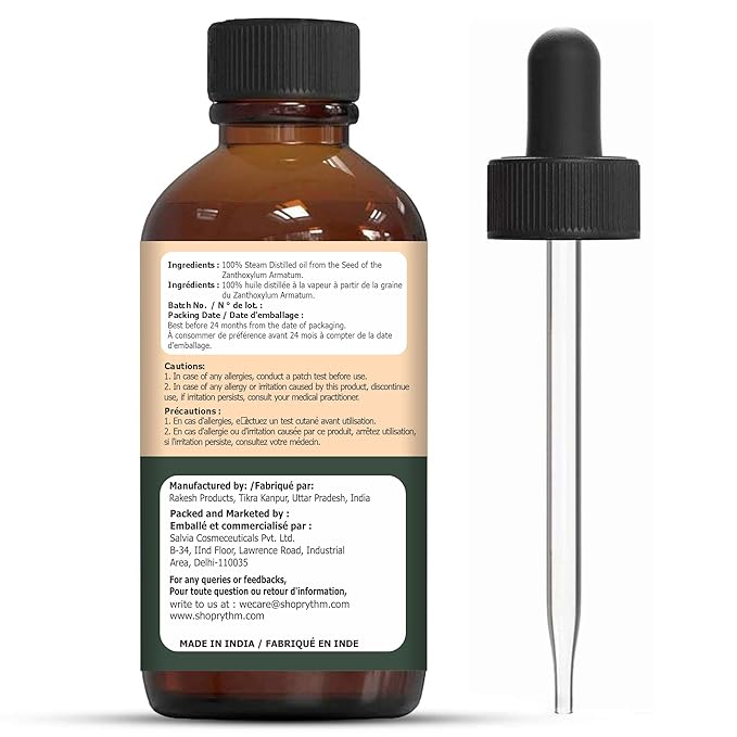 Organic Zing Xanthoxylum (Zanthoxylum) Oil | Essential Oil for Aroma, Diffusers & Massage - 30 Ml