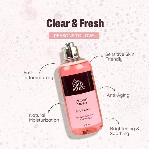 The Bath Store British Rose Body Wash Shower Gel Tan Removal - 300 ml