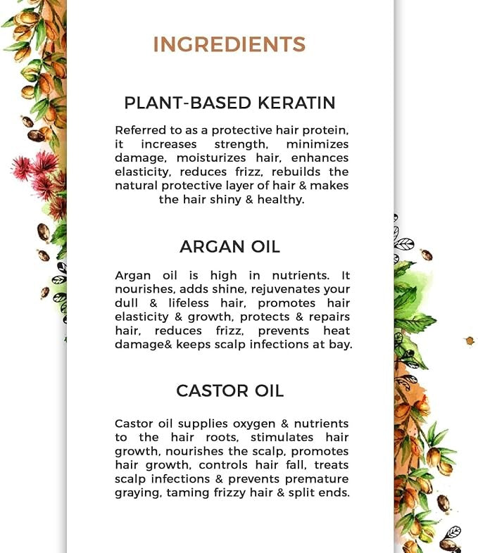 The Organic Forest Sulfate Free Keratin Castor Oil & Moroccan Argan Oil Shampoo - 210 ml