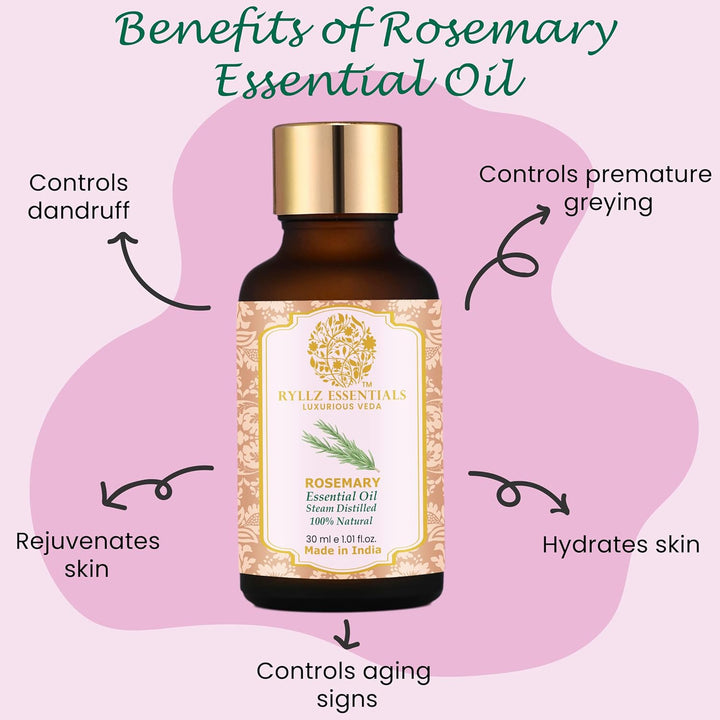 Ryllz Essentials Rosemary Essential Oil With Glass Dropper - 30 ml