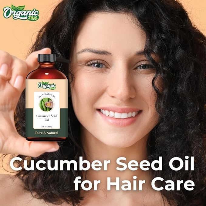 Organic Zing Cucumber Seed (Cucumis Sativus) Oil | Carrier Oil for Skincare, Hair Care & Massage - 118 Ml