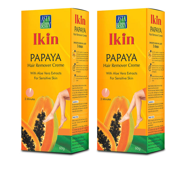 Astaberry Ikin Papaya Hair Remover Cream - 60 gms(pack of 2)