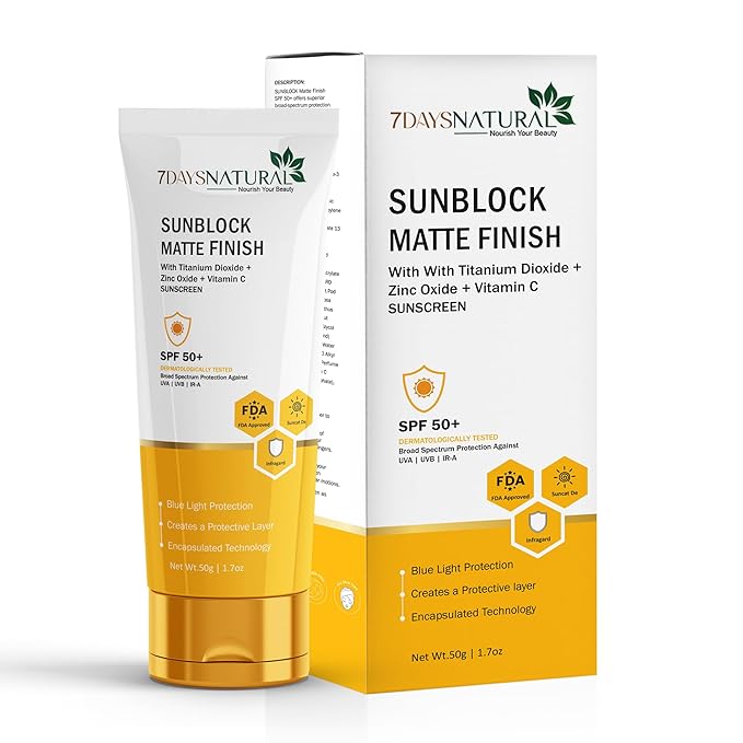 7Days Natural SPF 50+ Sunblock Cream - 50 gms – Veeha Beauty