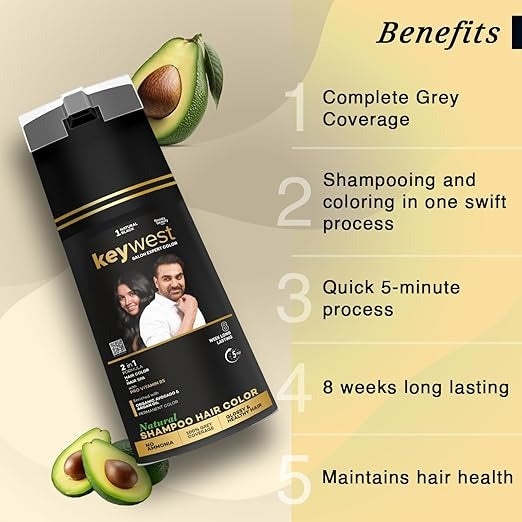 Keywest Natural Black 5 Minute Shampoo Hair Colour - 400 ml