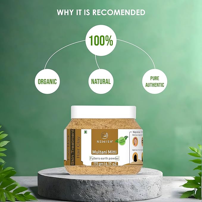 Newish Pure & Natural Multani Mitti Powder for Skin Face Clay - 175 gms