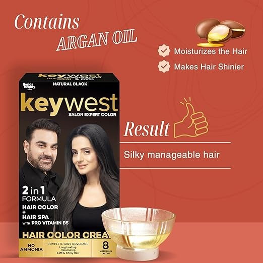 Keywest Crème Hair Colour Natural Black Ammonia Free - 65 ml