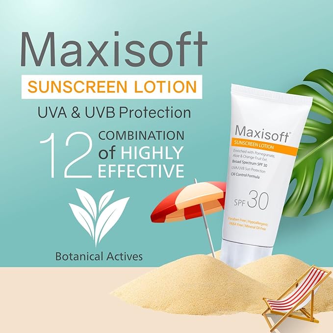 Maxisoft Sunscreen Lotion Spf 30 for All Skin Types Including Oily & Dry Skin - 50 Ml