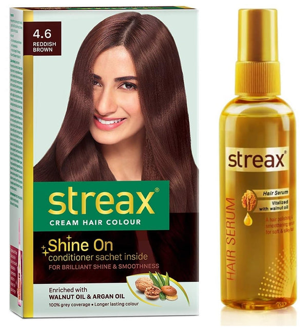 Streax Cream Hair Color & Walnut Serum Combo