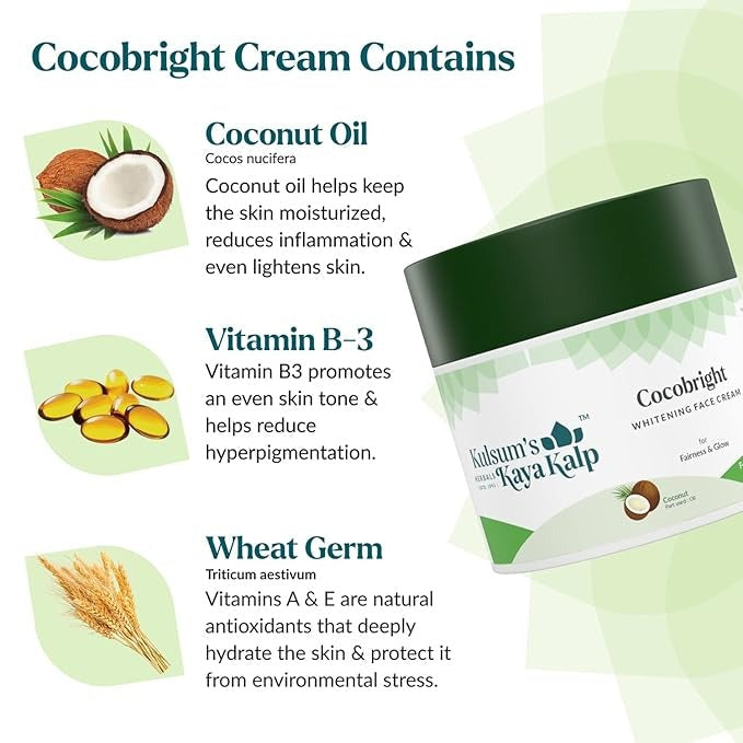 Kulsum's Kaya Kalp Herbals Cocobright Whitening Face Cream - 40 gms